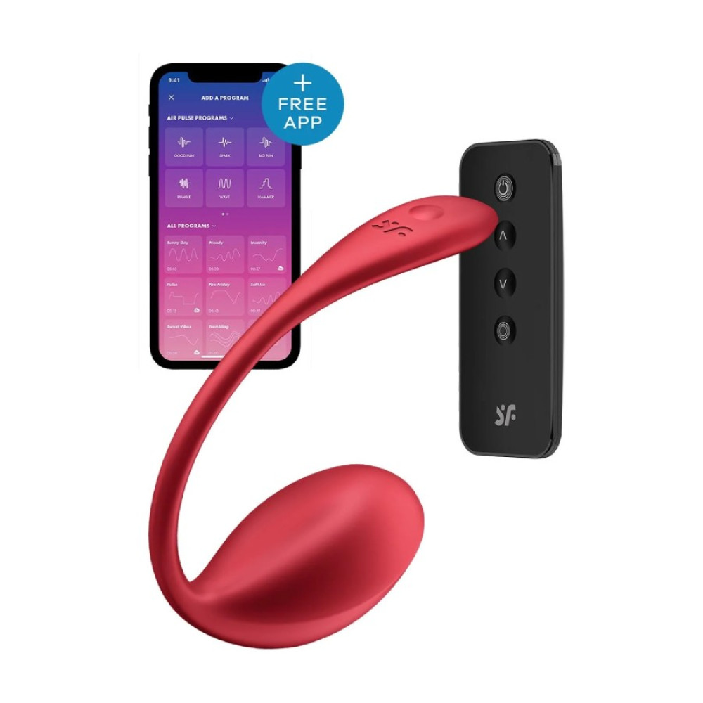 Вибратор в трусики Satisfyer Ribbed Petal с приложением и пультом, красный, 23.5 х 3.8 см фото №0 — секс игрушки: Украина, NO TABOO