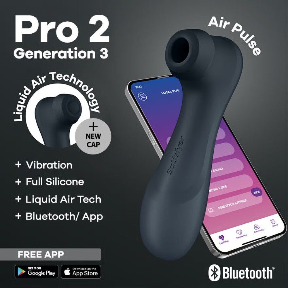 Вибратор Satisfyer Pro 2 Liquid Air з приложением, черный, 16.4 см фото №10 — секс игрушки: Украина, NO TABOO