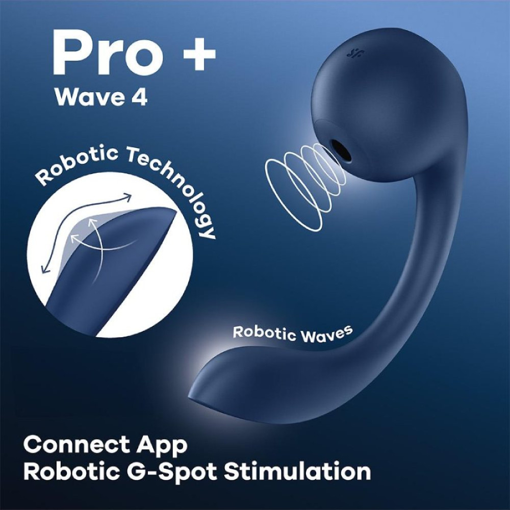 Вибратор для точки Satisfyer G и клитора Pro+ Wave 4 с приложением, голубой, 26.5 х 4.1 см фото №8 — секс игрушки: Украина, NO TABOO