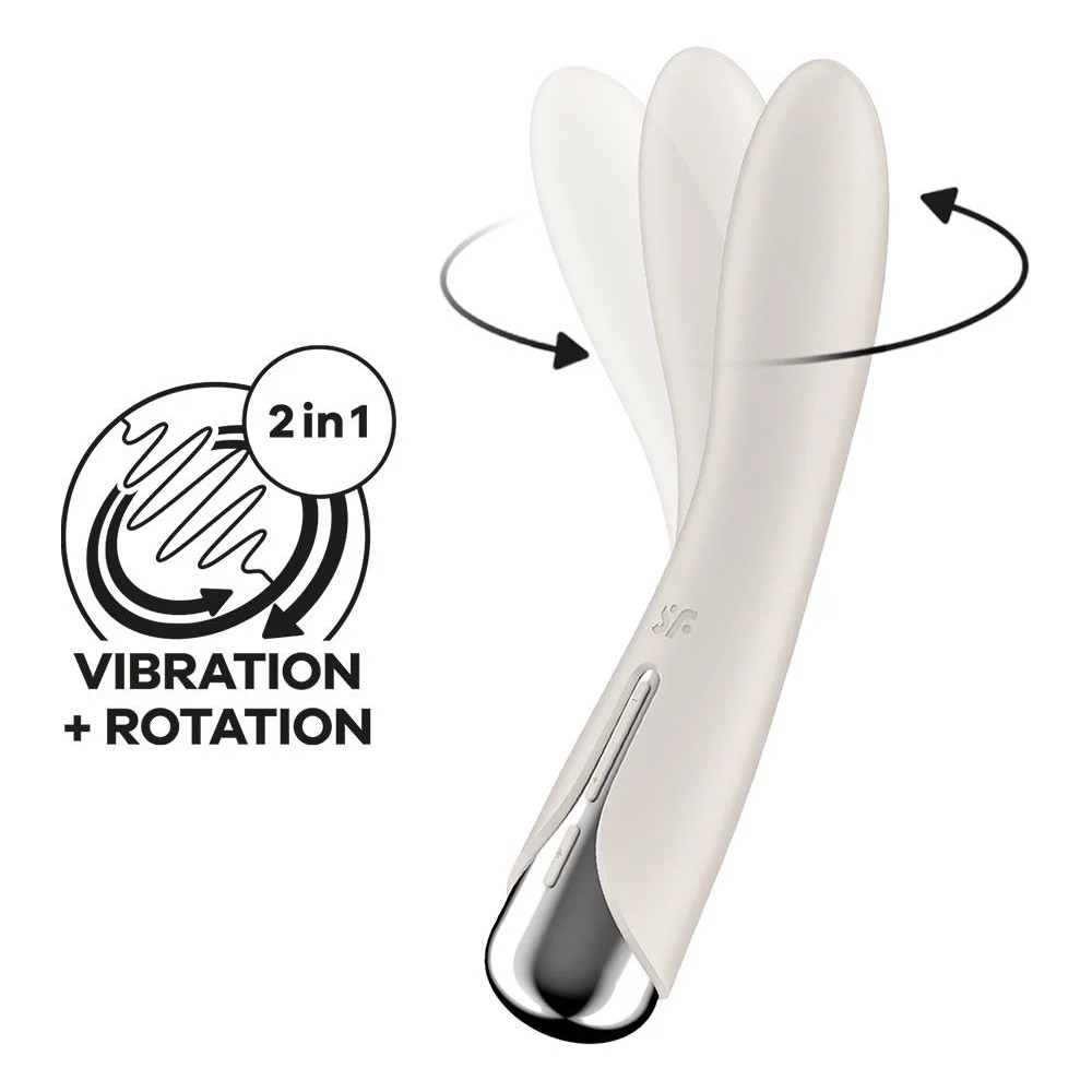 Вибратор для точки G Satisfyer Spinning Vibe 1 с ротацией, бежевый, 17.5 х 3.5 см фото №3 — секс игрушки: Украина, NO TABOO