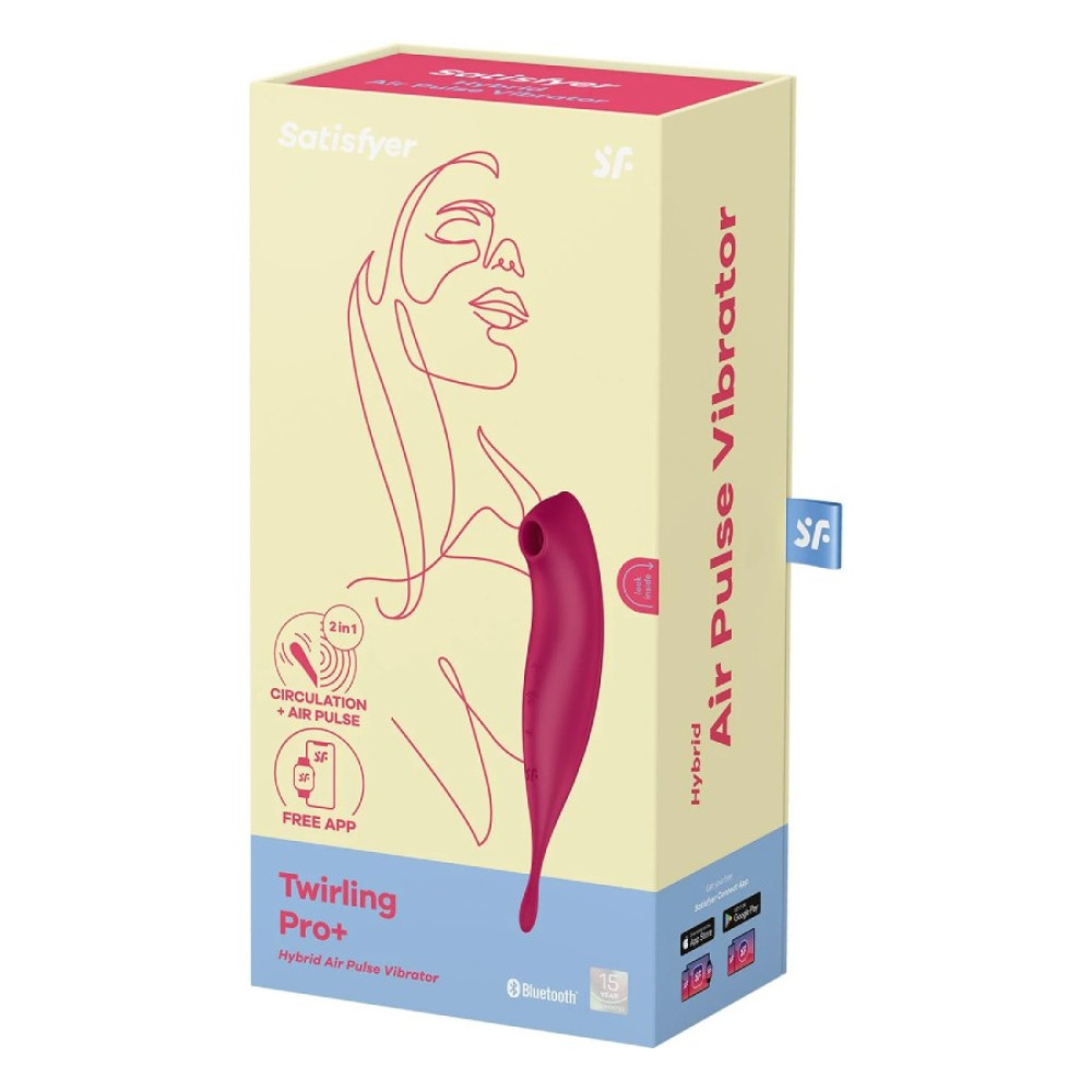 Вибратор с волновой стимуляцией Satisfyer Twirling Pro с приложением, красный, 20.5 х 3.7 см фото №2 — секс игрушки: Украина, NO TABOO