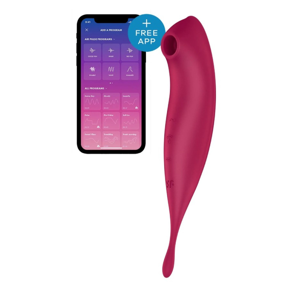 Вибратор с волновой стимуляцией Satisfyer Twirling Pro с приложением, красный, 20.5 х 3.7 см фото №0 — секс игрушки: Украина, NO TABOO