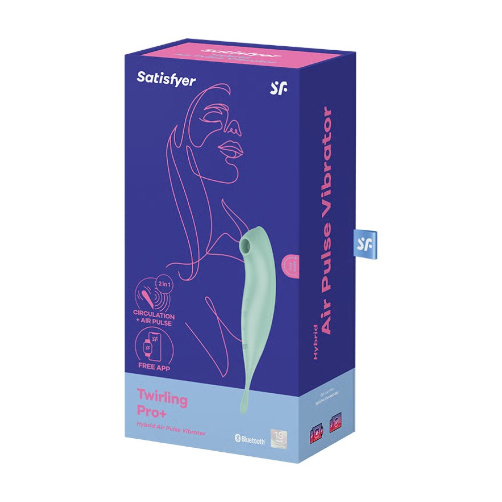 Вибратор с волновой стимуляцией Satisfyer Twirling Pro с приложением, мятный, 20.5 х 3.7 см фото №2 — секс игрушки: Украина, NO TABOO