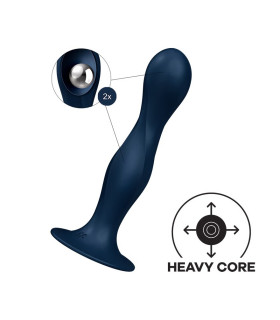 Фаллоимитатор Satisfyer Double Ball-R на присоске, синий, 17.9 х 3.8 см - No Taboo