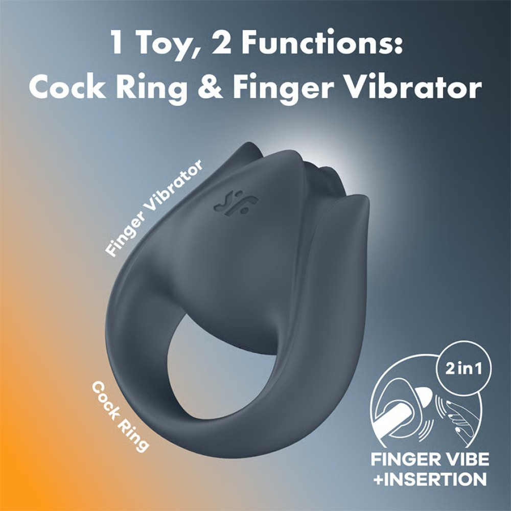 Вибратор на палец Satisfyer Perfect Pair 2 эрекционное кольцо, серое, 6.7 х 4.5 см фото №7 — секс игрушки: Украина, NO TABOO