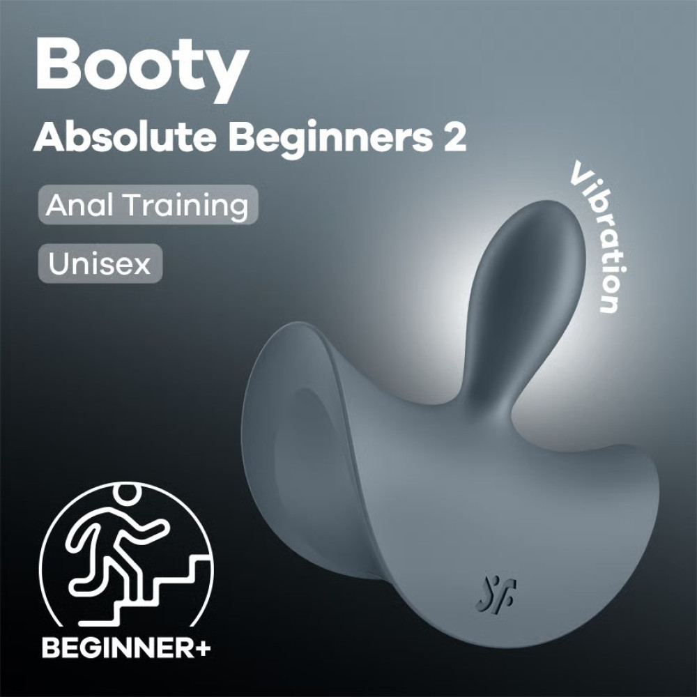 Анальный вибратор Satisfyer Booty Absolute Beginners 2 с широкой основой, серый, 7.8 х 7 см фото №6 — секс игрушки: Украина, NO TABOO