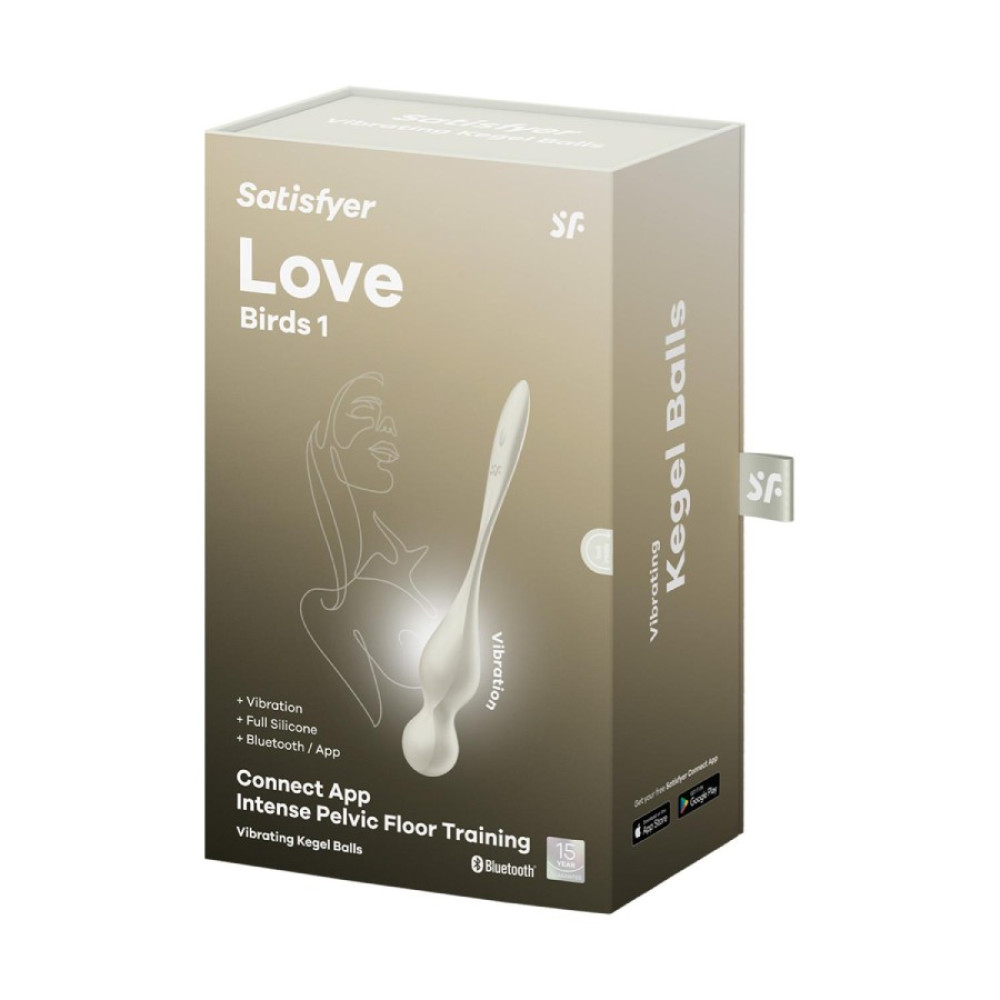 Вагинальные виброшарики Satisfyer Love Birds 1 с приложением, белые, 22 х 3.2 см фото №2 — секс игрушки: Украина, NO TABOO
