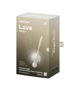Вагинальные виброшарики Satisfyer Love Birds 1 с приложением, белые, 22 х 3.2 см - No Taboo