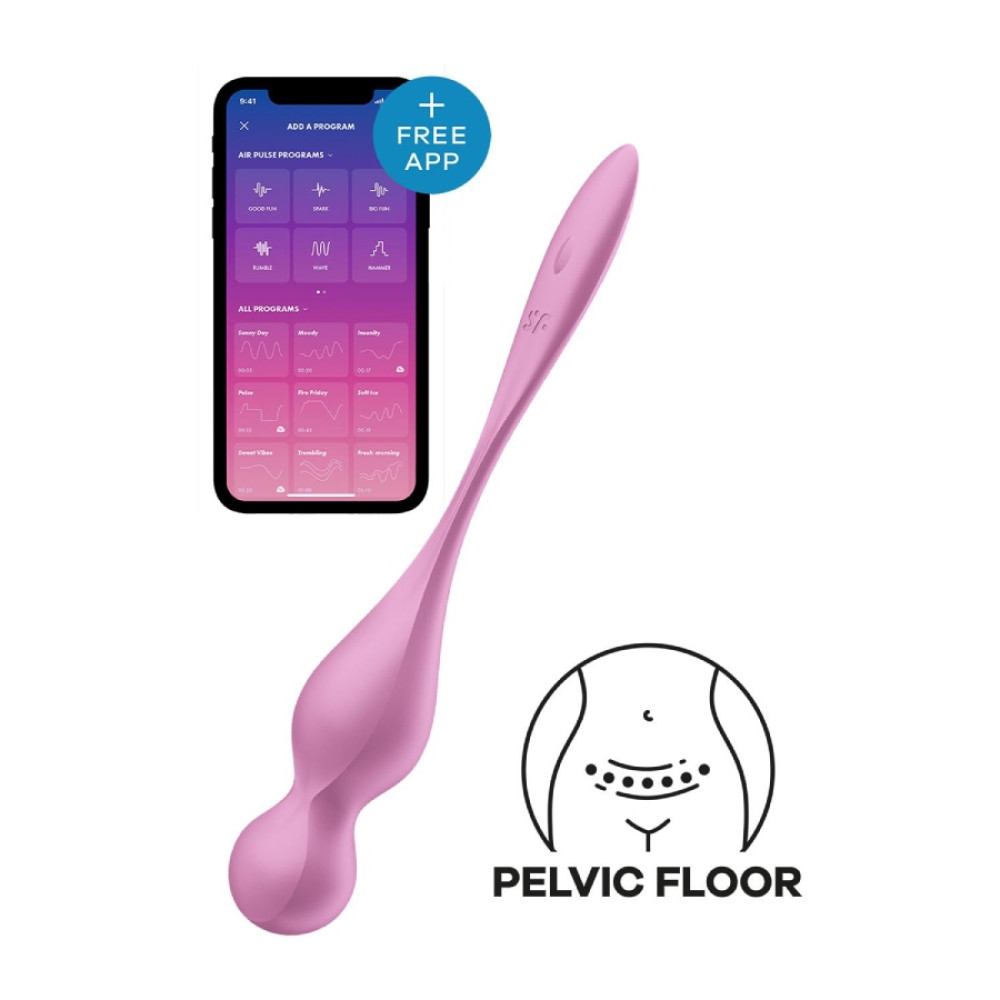 Вагинальные виброшарики Satisfyer Love Birds 1 с приложением, розовые, 22 х 3.2 см фото №0 — секс игрушки: Украина, NO TABOO