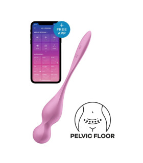 Вагинальные виброшарики Satisfyer Love Birds 1 с приложением, розовые, 22 х 3.2 см - No Taboo