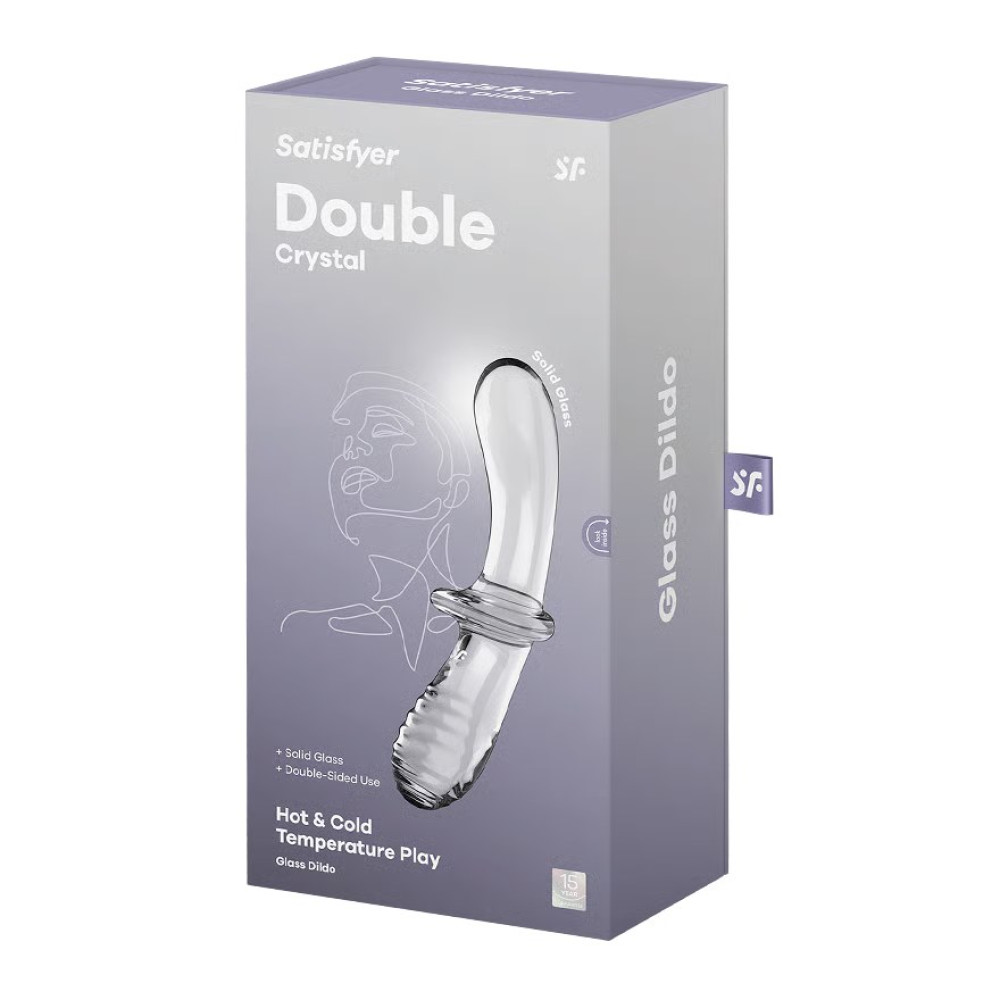 Двусторонний фаллоимитатор Satisfyer Double Crystal стеклянный, прозрачный, 20 х 5.5 см фото №2 — секс игрушки: Украина, NO TABOO