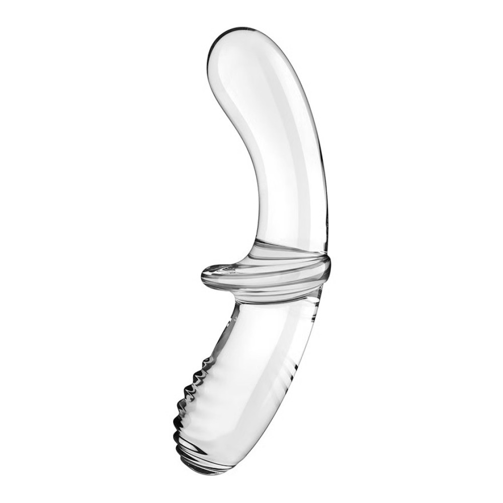 Двусторонний фаллоимитатор Satisfyer Double Crystal стеклянный, прозрачный, 20 х 5.5 см фото №3 — секс игрушки: Украина, NO TABOO