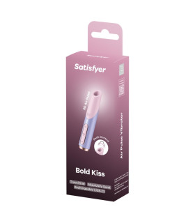 Вибратор в форме помады Satisfyer Bold Kiss с вакуумной стимуляцией, фиолетовый, 12.5 х 2.4 см - No Taboo