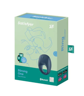 Эрекционное виброкольцо Satisfyer Strong One с приложением, синее, 7,4 х 5 см - No Taboo