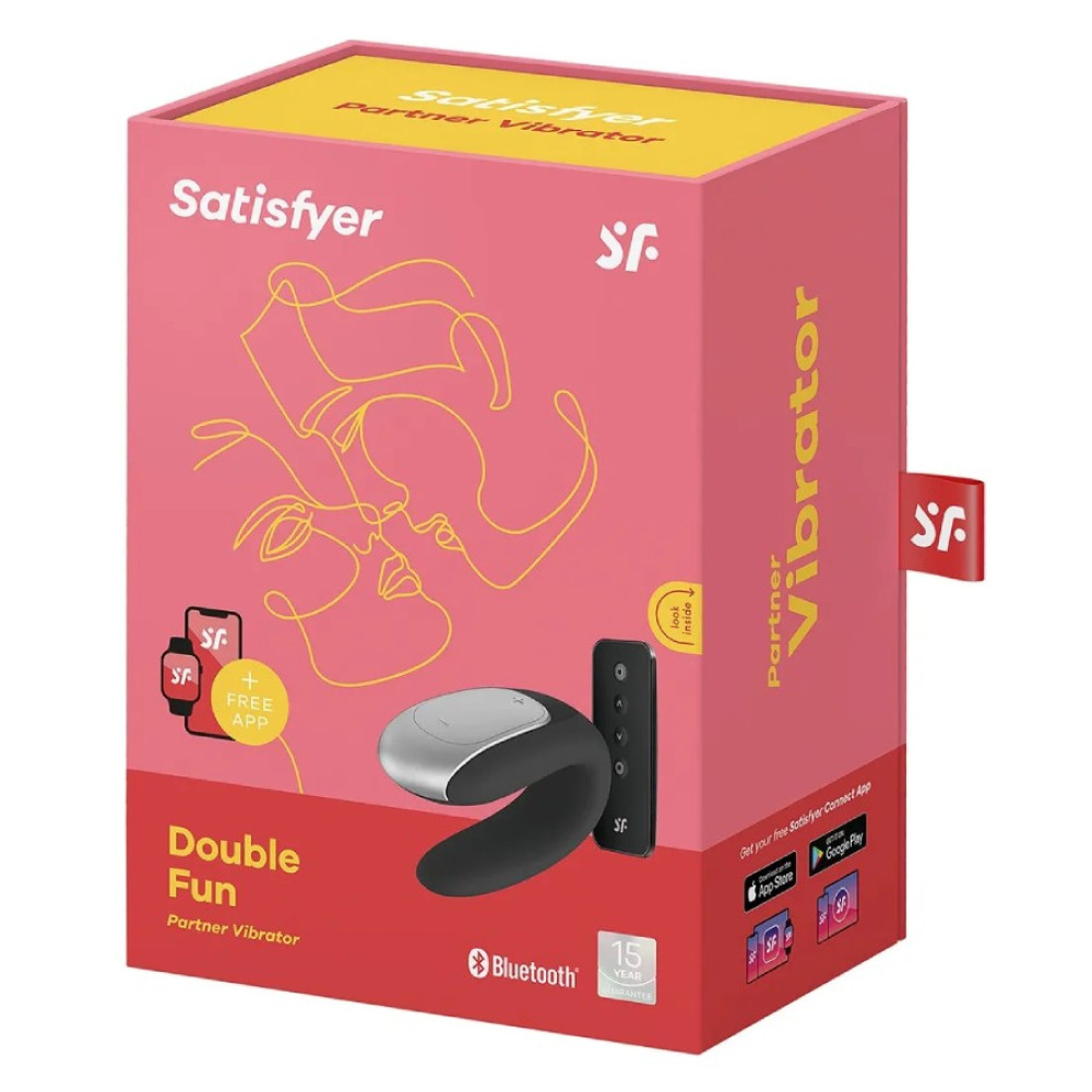 Вибратор для пар Satisfyer Double Fun с пультом, черный, 9.3 х 4.2 см фото №2 — секс игрушки: Украина, NO TABOO