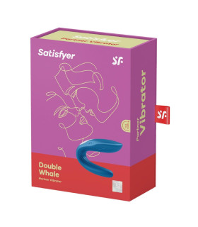 Вибратор для пар Satisfyer Double Whale голубой, 8.7 х 3.3 см - No Taboo
