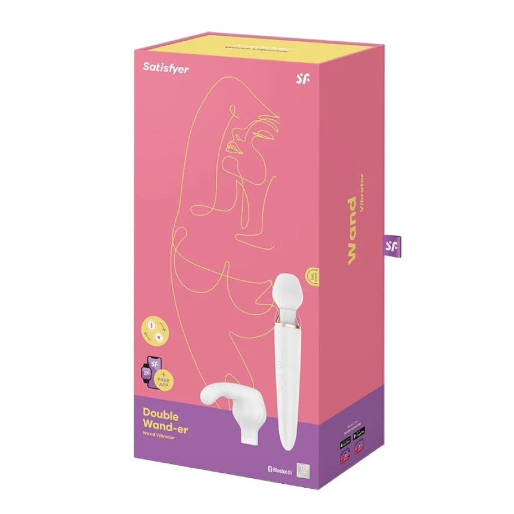 Вибратор-микрофон Satisfyer Double Wand-er с приложением, белый, 27 х 5.5 см фото №2 — секс игрушки: Украина, NO TABOO