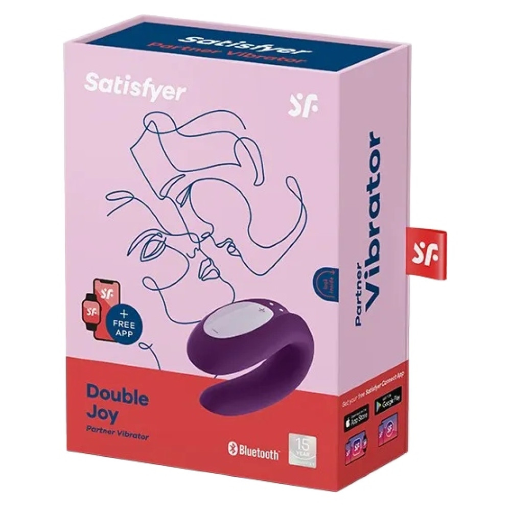 Вибратор для пар Satisfyer Double Joy с приложением, фиолетовый, 9.1 х 4.1 см фото №2 — секс игрушки: Украина, NO TABOO