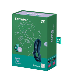 Ерекційне віброкільце Satisfyer Epic Duo з додатком, синє, 11.1 х 4.9 см - No Taboo