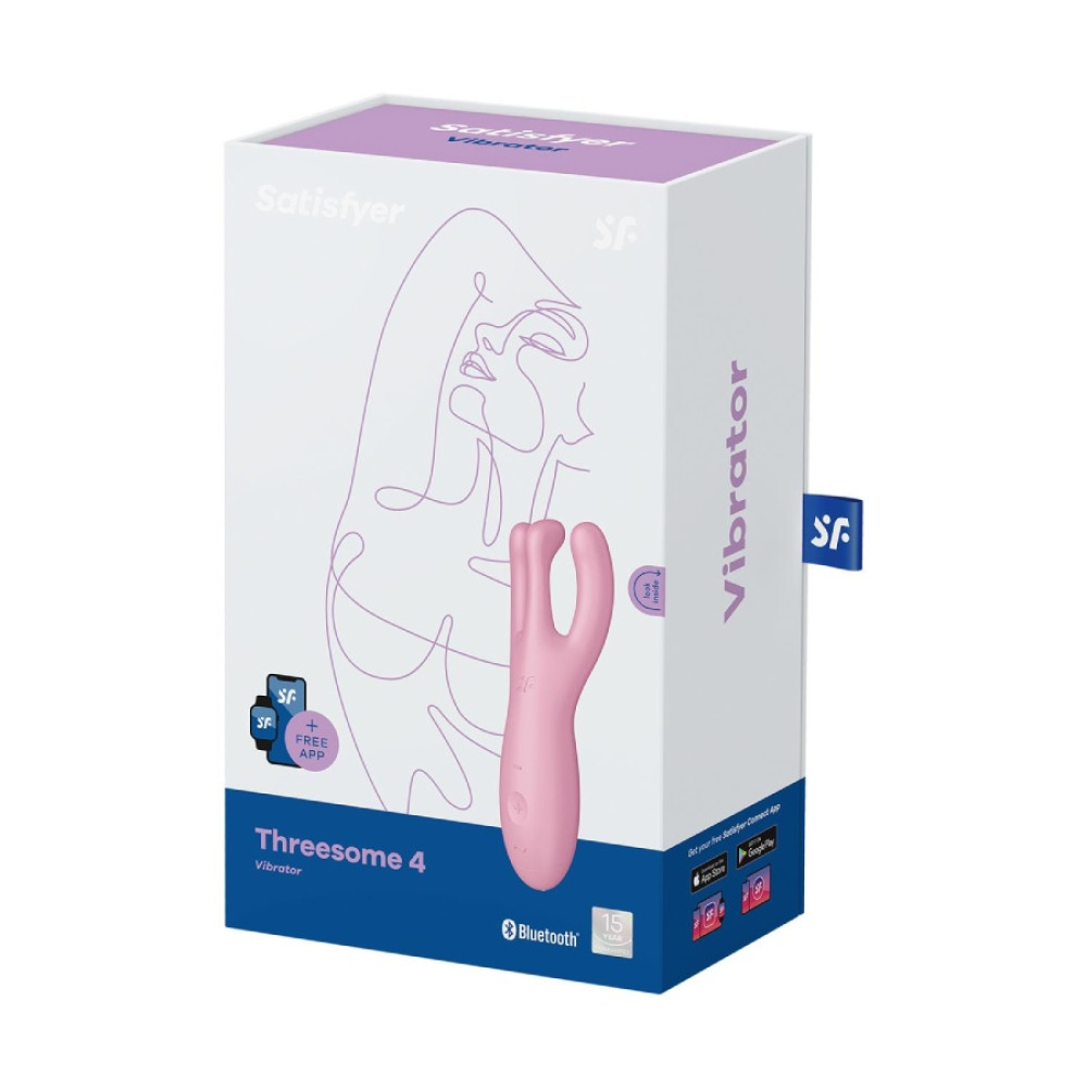 Вибратор тройной смарт гибкий Satisfyer Threesome 4, розовый, 14 х 5.5 см фото №2 — секс игрушки: Украина, NO TABOO