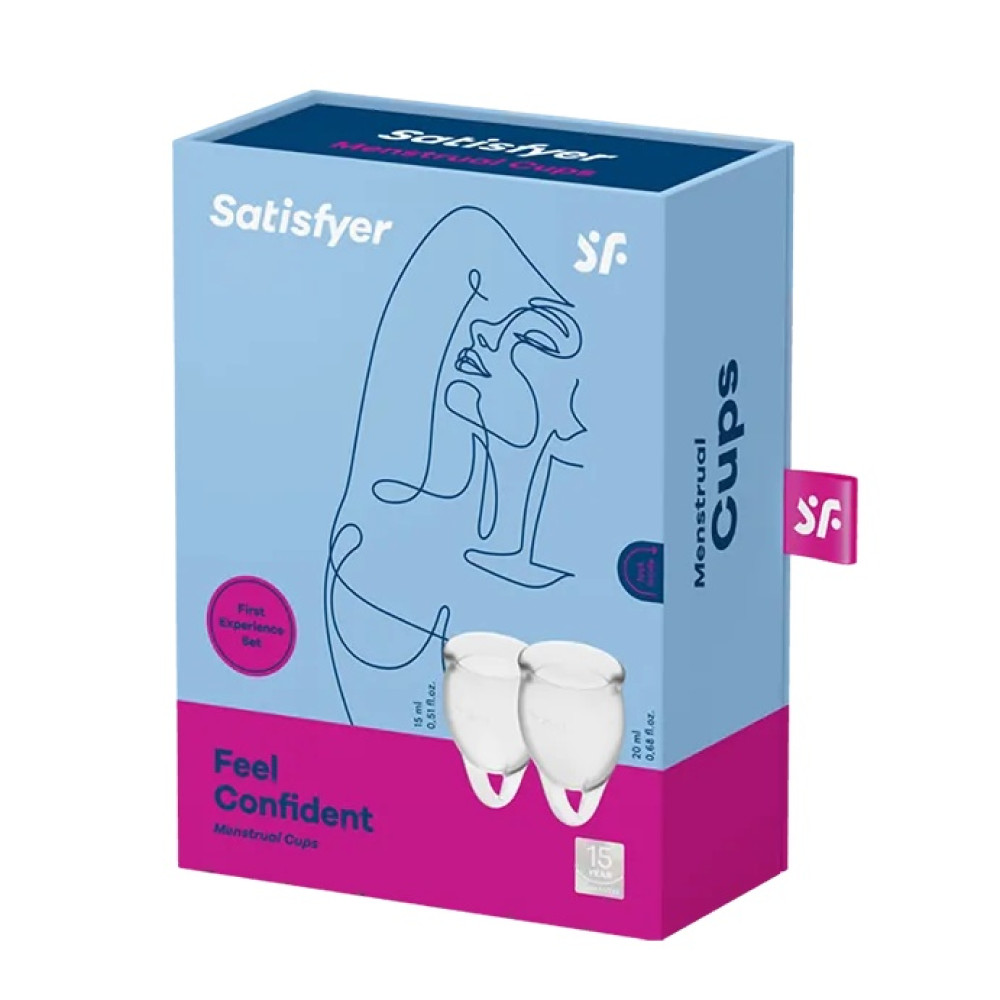 Набор менструальных чаш Satisfyer Feel Confident прозрачный, 2 шт, фото №2 — секс шоп Украина, NO TABOO