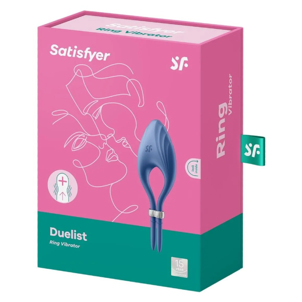 Эрекционное вибро-кольцо Satisfyer с затяжкой, синее, 14.5 х 5.5 см фото №2 — секс игрушки: Украина, NO TABOO