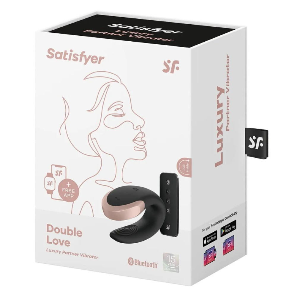 Вибратор для пар Satisfyer Double Love с приложением и пультом, черный, 8.6 х 4.2 см фото №2 — секс игрушки: Украина, NO TABOO