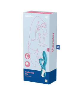 Вибратор-кролик Satisfyer Embrace Me с тройным клиторальным отростком, голубой, 21.2 х 4.6 см - No Taboo