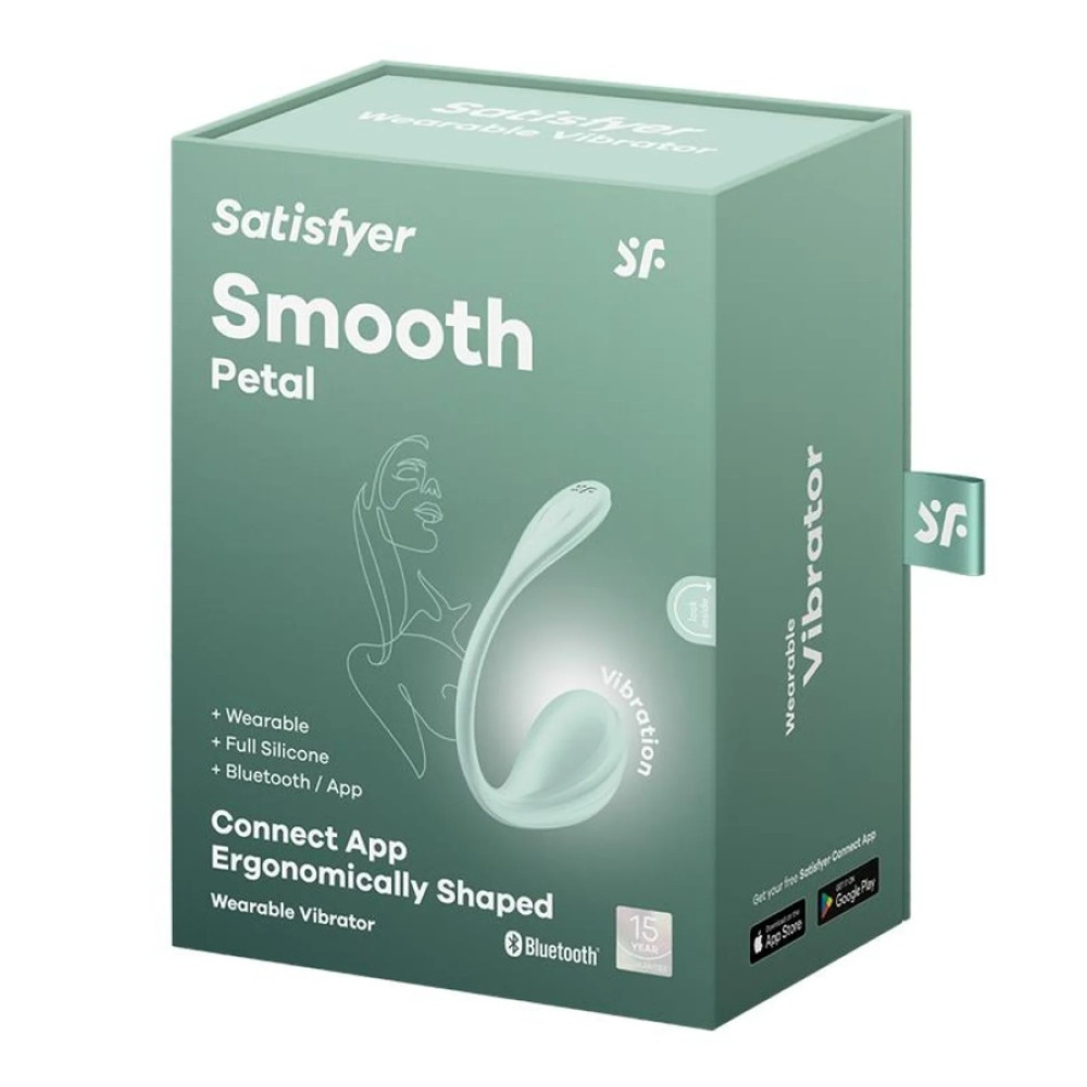 Виброяйцо Satisfyer Smooth Petal с приложением, мятное, 23.5 х 3.5 см фото №2 — секс игрушки: Украина, NO TABOO