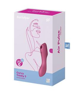 Вибратор Satisfyer Curvy Trinity 3 с вакуумной стимуляцией, красный, 17.7 х 3.8 см - No Taboo