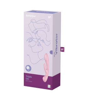 Вибратор-кролик Satisfyer Triple Oh двойной, розовый, 23.8 х 4.7 см - No Taboo