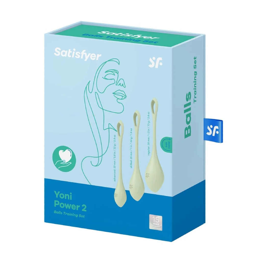 Набор вагинальных шариков Satisfyer Yoni Power 2, зеленые, 3 шт фото №2 — секс игрушки: Украина, NO TABOO