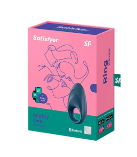 Эрекционное виброкольцо Satisfyer Mighty One с приложением, синее, 9 х 4.9 см - No Taboo