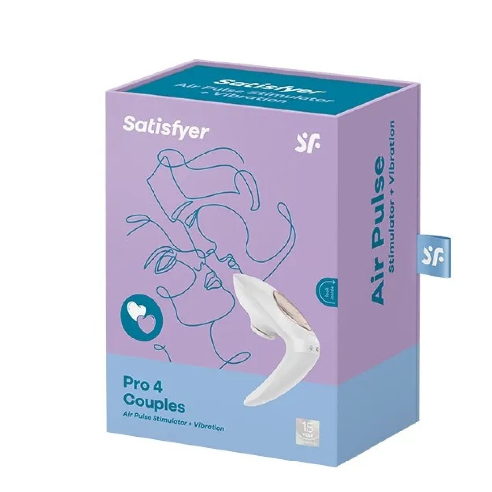 Вибратор для пар Satisfyer Pro 4 Couples с вакуумом, белый, 9.7 х 3.8 см фото №2 — секс игрушки: Украина, NO TABOO