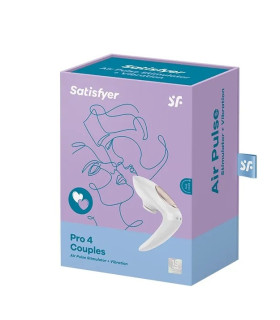 Вибратор для пар Satisfyer Pro 4 Couples с вакуумом, белый, 9.7 х 3.8 см - No Taboo