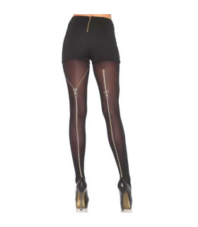 Чулки с принтом в виде молнии Leg Avenue черные, One Size - No Taboo