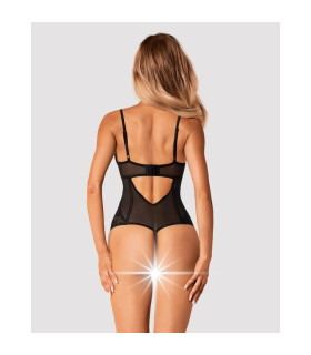 Боди сексуальное с интимным вырезом XS/S Serena Love Obsessive, черное - No Taboo