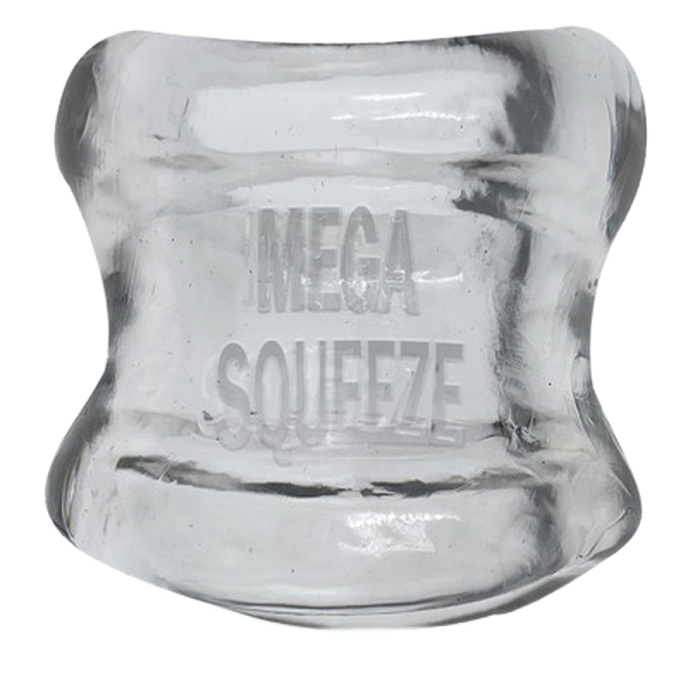 Насадка на мошонку Oxballs Mega Squeeze, прозрачная, 14 х 7.5 см фото №2 — секс игрушки: Украина, NO TABOO