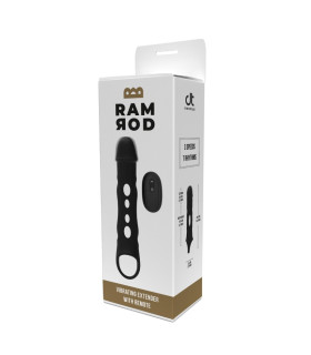 Вібронасадка на член подовжуюча Dreamtoys Ramrod з пультом, чорна, 26 х 4.2 см - No Taboo