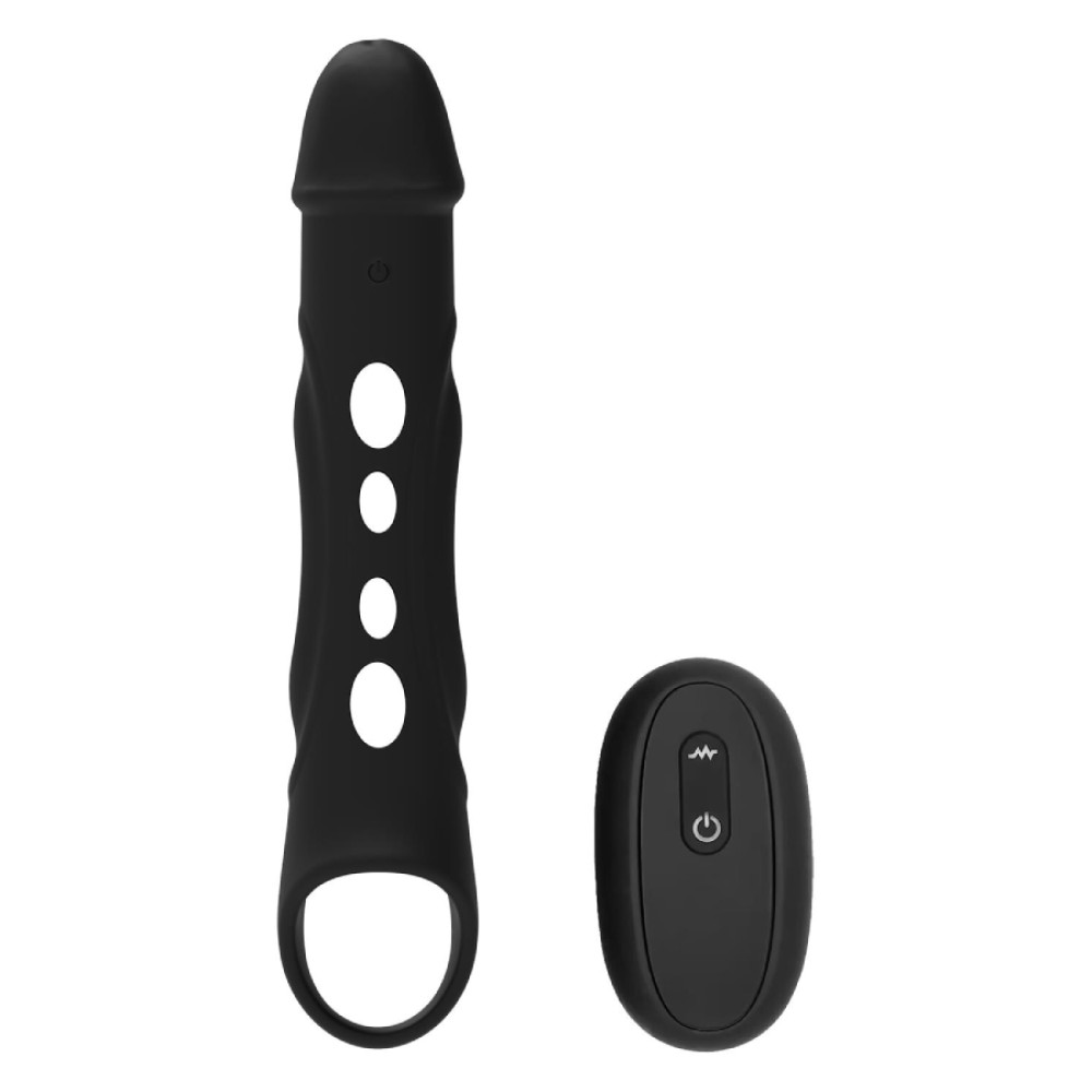 Вибронасадка на член удлиняющая Dreamtoys Ramrod с пультом, черная, 26 х 4.2 см фото №0 — секс игрушки: Украина, NO TABOO