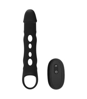 Вібронасадка на член подовжуюча Dreamtoys Ramrod з пультом, чорна, 26 х 4.2 см - No Taboo