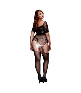 Комбинезон из сетки Baci с узором на груди, черный, XL - No Taboo