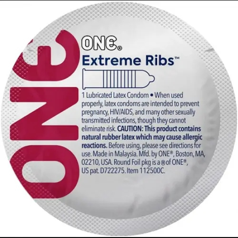 Презерватив ребристый One Extreme Ribs, в разном дизайне, 1 шт (332780)