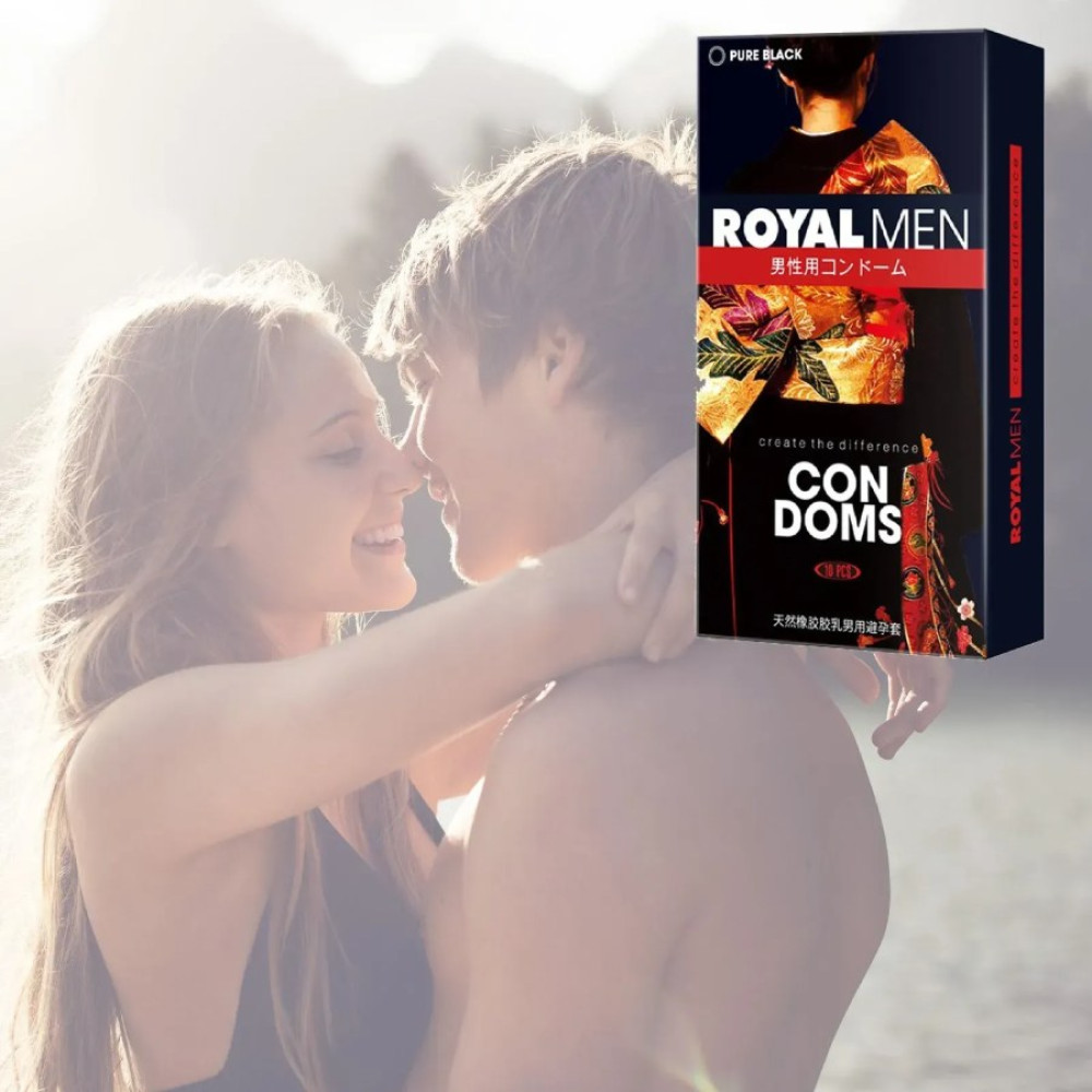 Презервативы ребристые OLO Royal Men Pure Black 10 шт, фото №3 — секс шоп Украина, NO TABOO