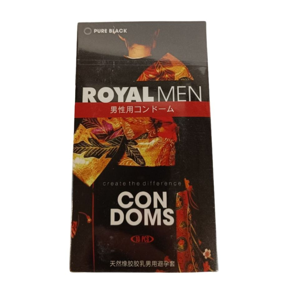 Презервативы ребристые OLO Royal Men Pure Black 10 шт, фото №4 — секс шоп Украина, NO TABOO