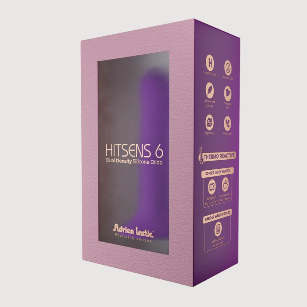 Фаллоимитатор Adrien Lastic Hitsens 6 термореактивный, фиолетовый, 13.5 х 3.3 см фото №6 — секс игрушки: Украина, NO TABOO