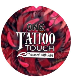 Презерватив с рельефными узорами тату One Tattoo Touch, красный, 1 шт. - No Taboo