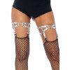 Чулки с подтяжками Leg Avenue с декоративным сердечком, черные, One Size, фото №1 — секс шоп Украина, NO TABOO