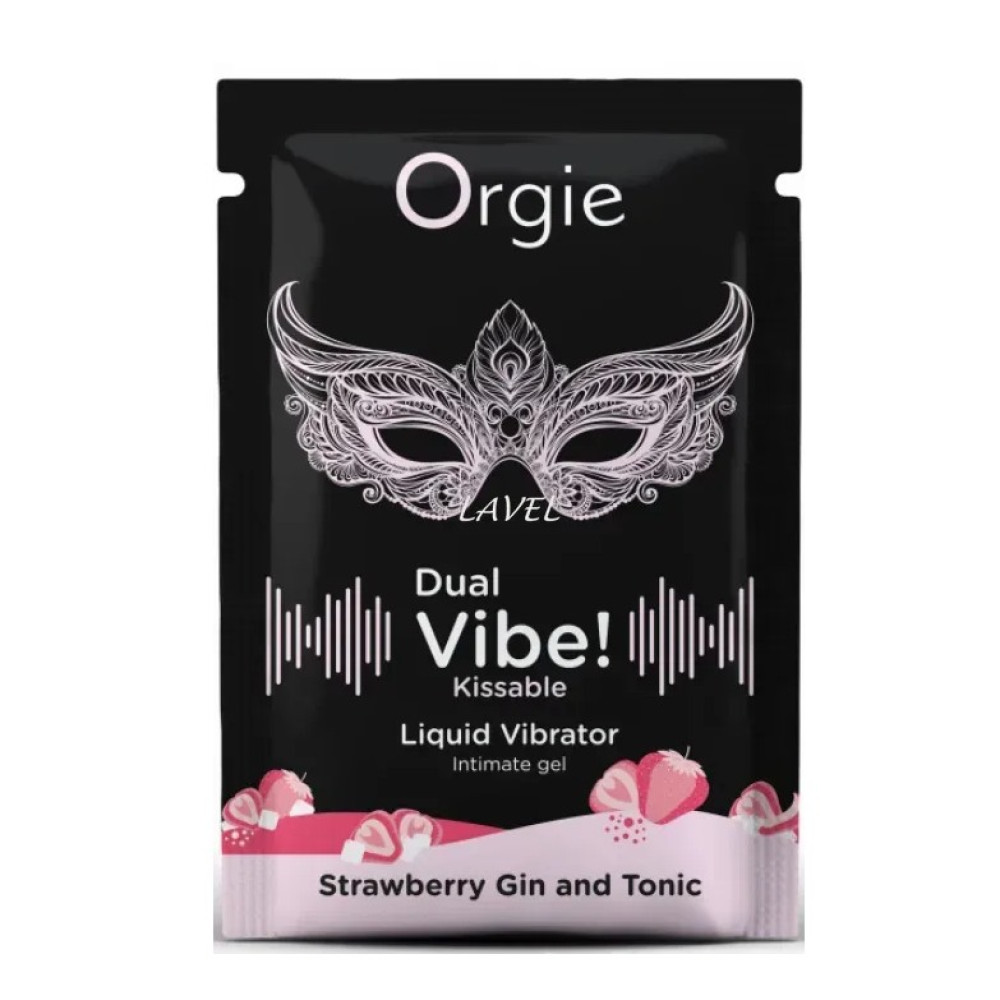 Пробник Съедобный жидкий вибратор Orgie Dual Vibe, клубничный джин тоник, 1 мл, фото №0 — секс шоп Украина, NO TABOO
