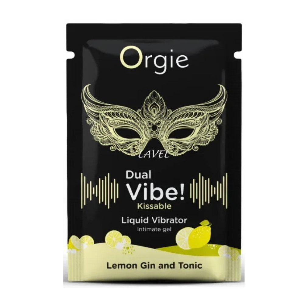 Пробник Съедобный жидкий вибратор Orgie Dual Vibe, лимонный джин тоник, 1 мл (335200)